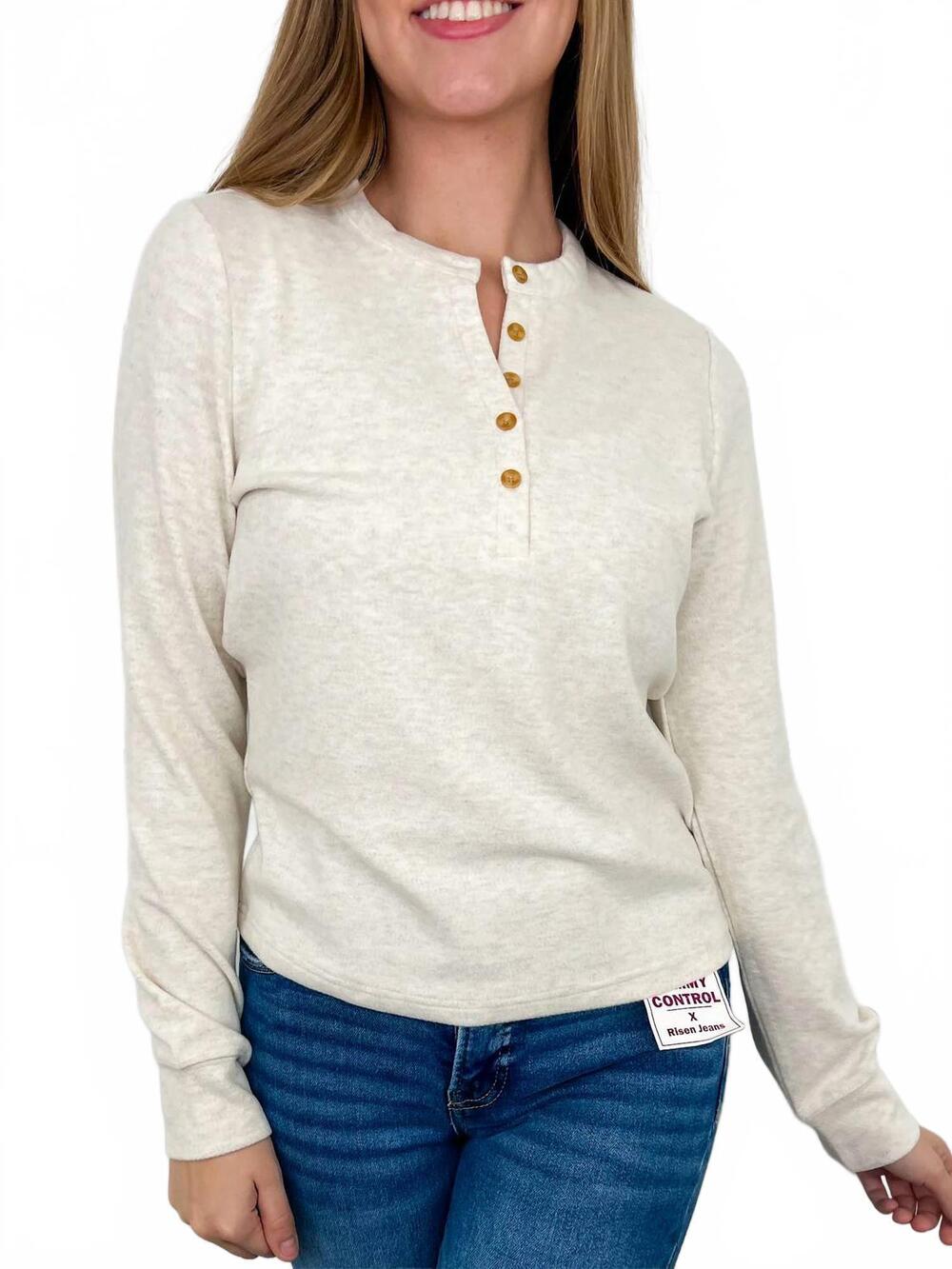 NEW THREAD & SUPPLY all about that long sleeve top in oatmeal